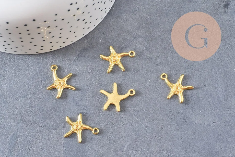 Gingerlily Pendentifs Étoile de Mer Zamac Doré 22mm x10