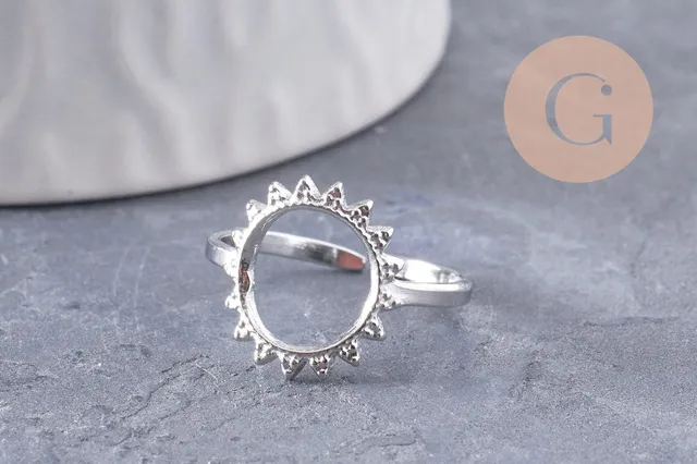 Gingerlily Perles G9994 bague soleil acier platine T54 x1
