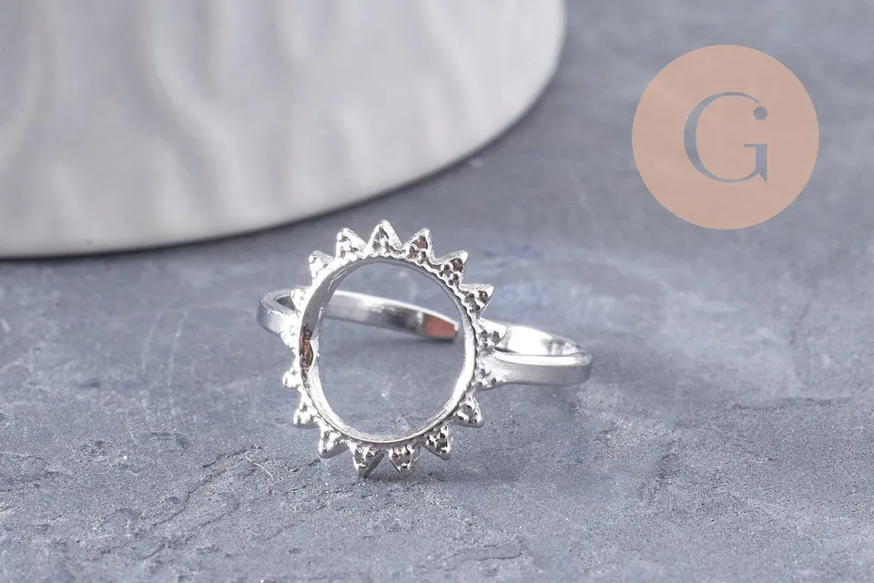 Gingerlily Perles G9994 bague soleil acier platine T54 x1