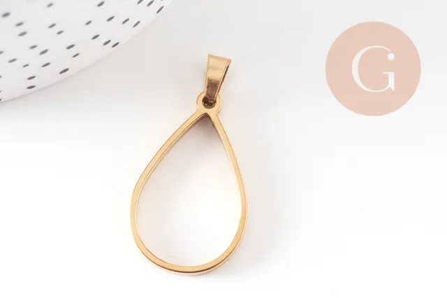 Gingerlily Pendentifs DIY G10794 pendentif goutte acier doré 28mm