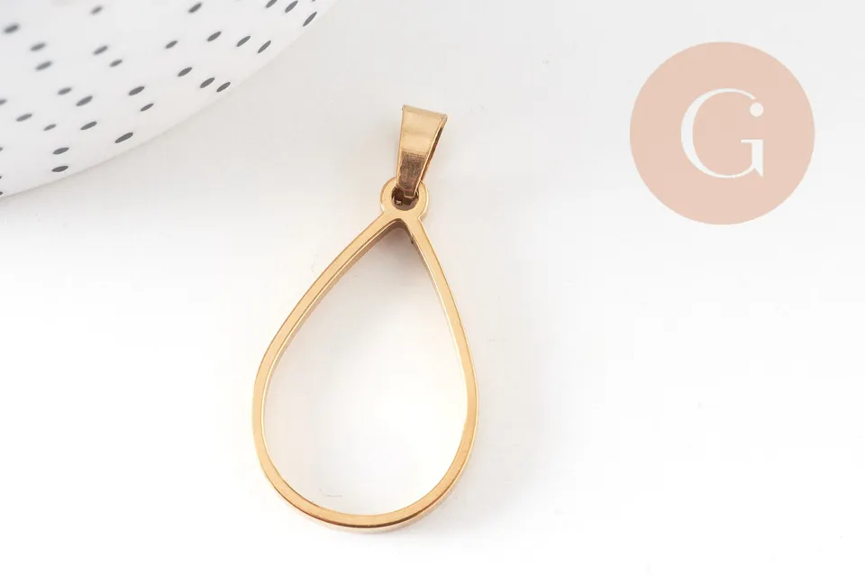 Gingerlily Pendentifs DIY G10794 pendentif goutte acier doré 28mm