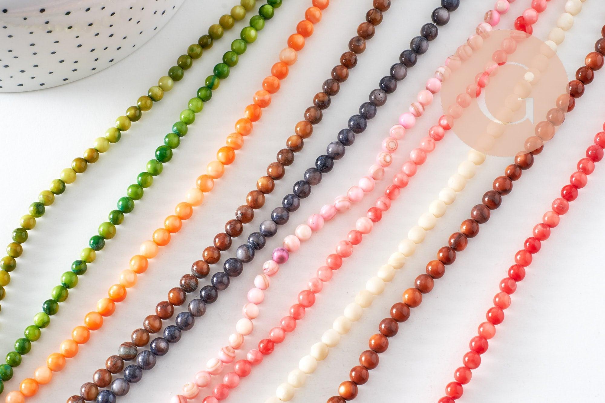 Gingerlily Collier nacre naturelle teintée 42cm perles 6mm style 1