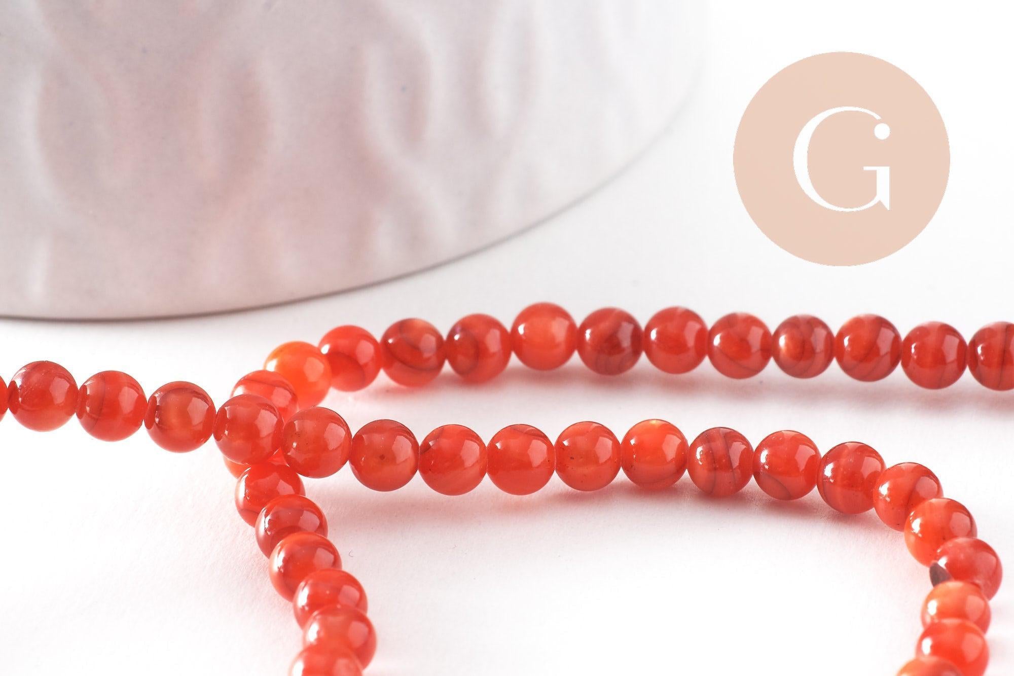 Gingerlily Perle ronde nacre G9974 rouge teinté 4mm fil