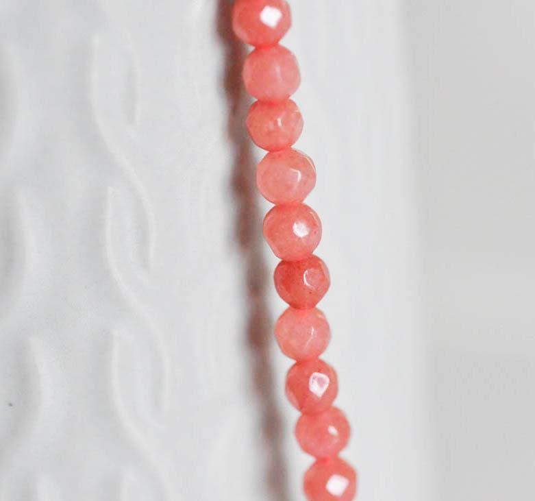 Gingerlily Perles jade rose rodochrosite perle facette 4mm fil