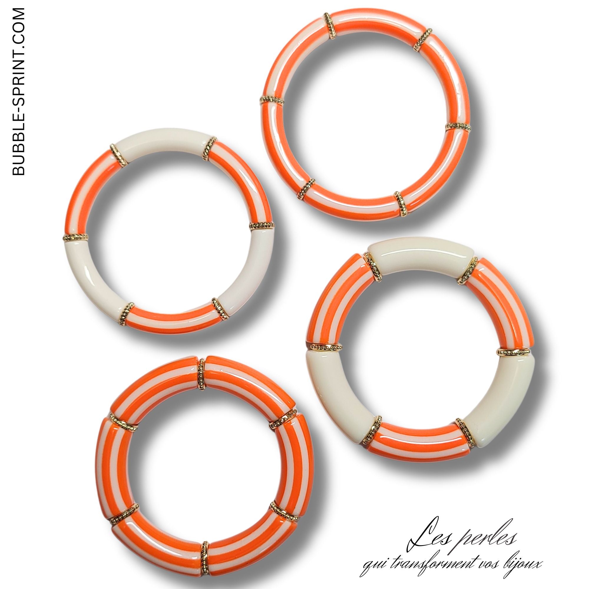 ARTSHOP Tubes à Rayures 454 Tube Incurvé 8mm Orange x1