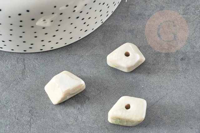 Gingerlily Perles Pépite Céramique Blanche 20mm x10