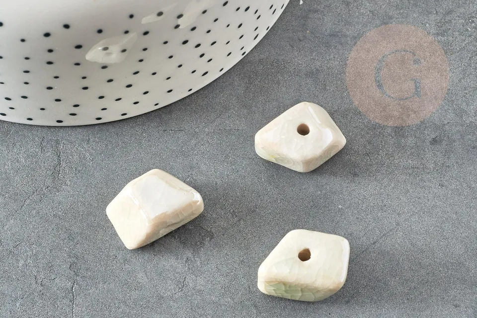 Gingerlily Perles Pépite Céramique Blanche 20mm x10
