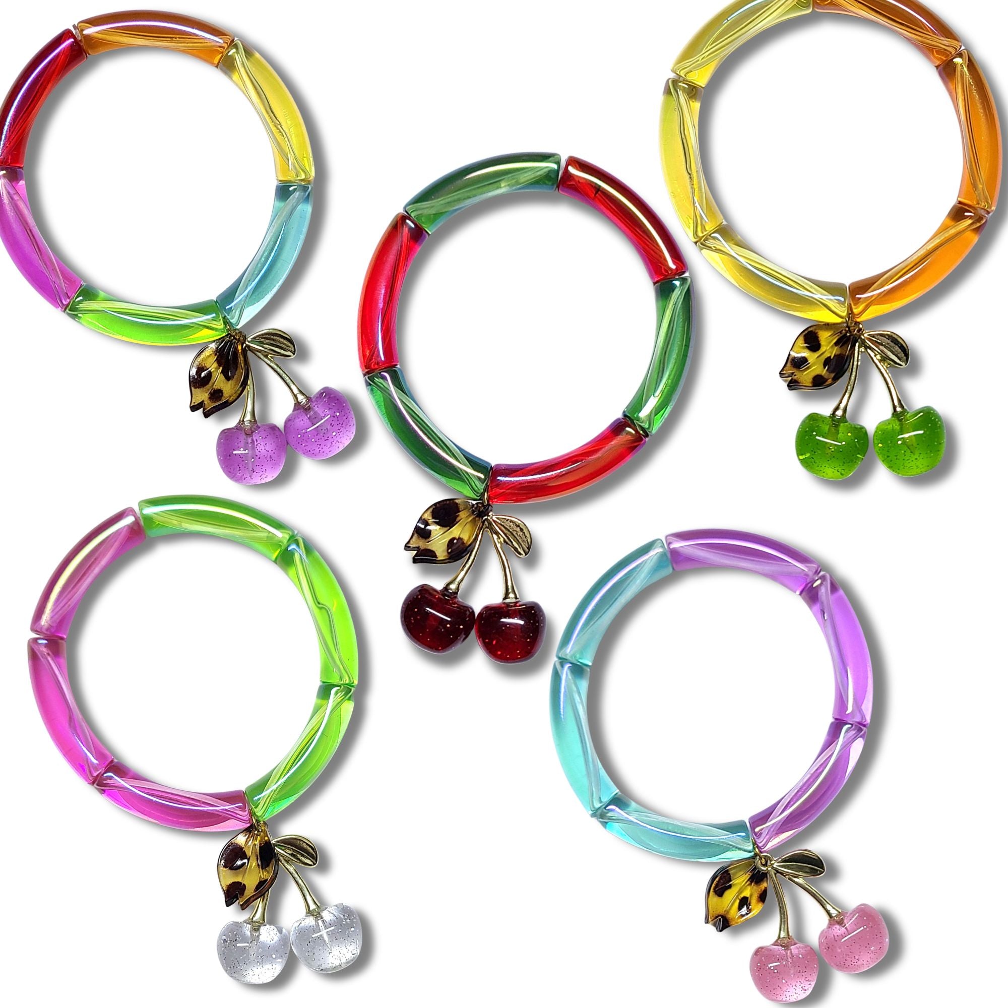 ARTSHOP Griottes vert kit bracelet pendentif cerise