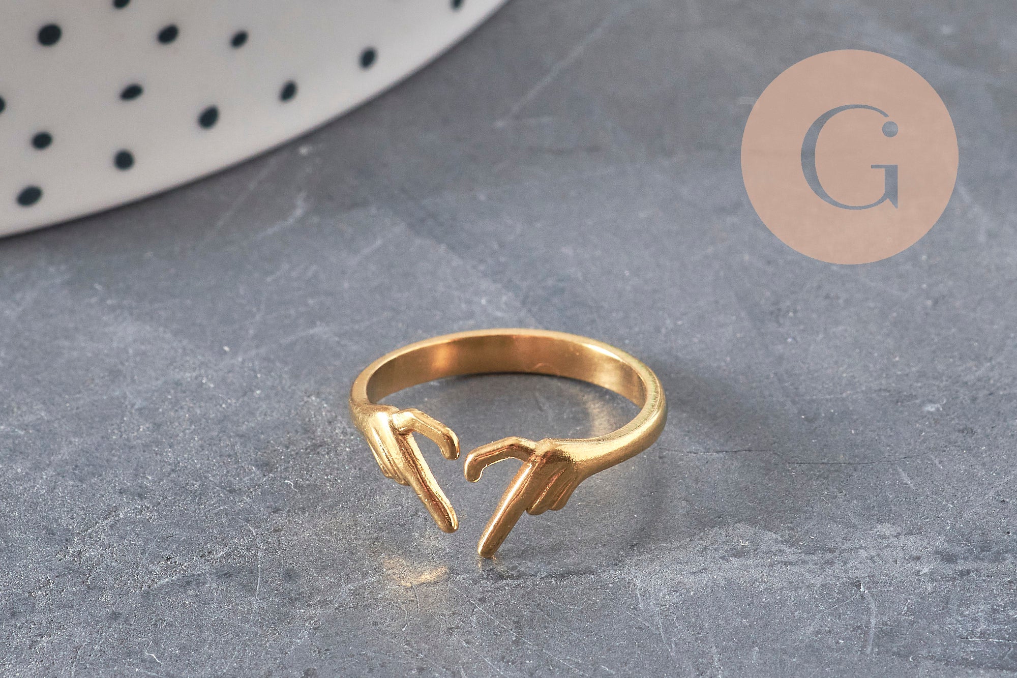 Gingerlily Bague coeur G11294 doré taille 57 support résine