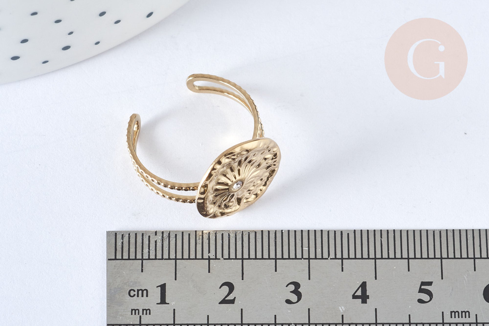 Gingerlily G7016 bague soleil zircon acier doré taille 54 x1