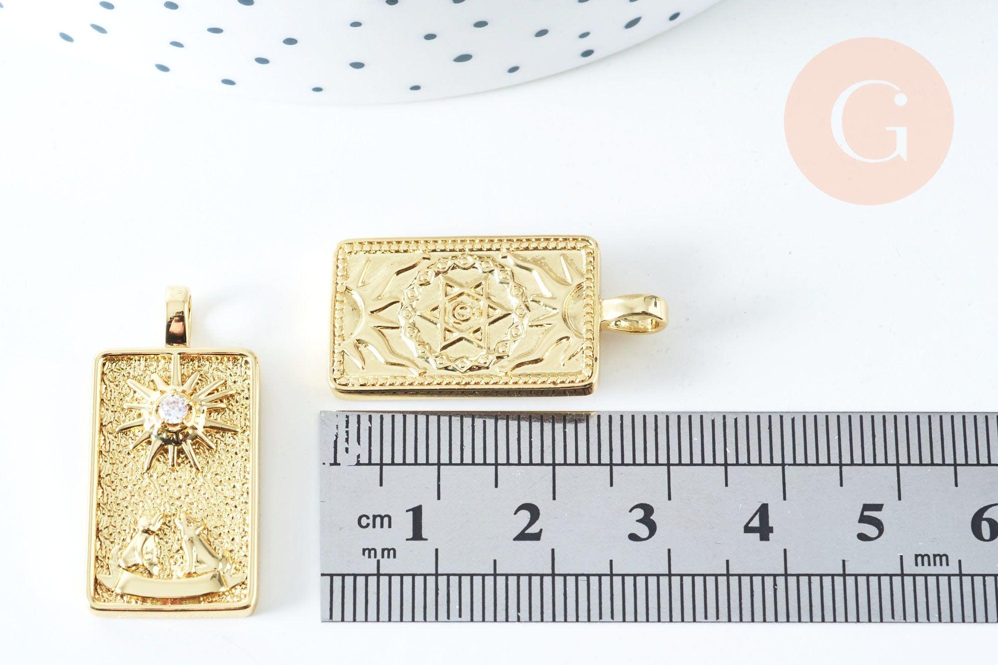 Gingerlily G6423 pendentif tarot La Lune laiton doré 30mm