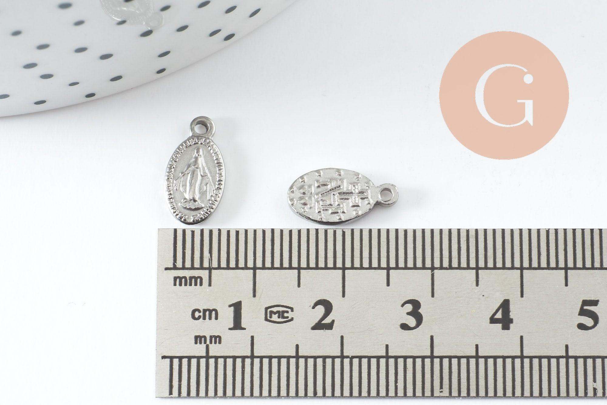 Gingerlily Médaille Vierge ovale platine 12,5mm x2