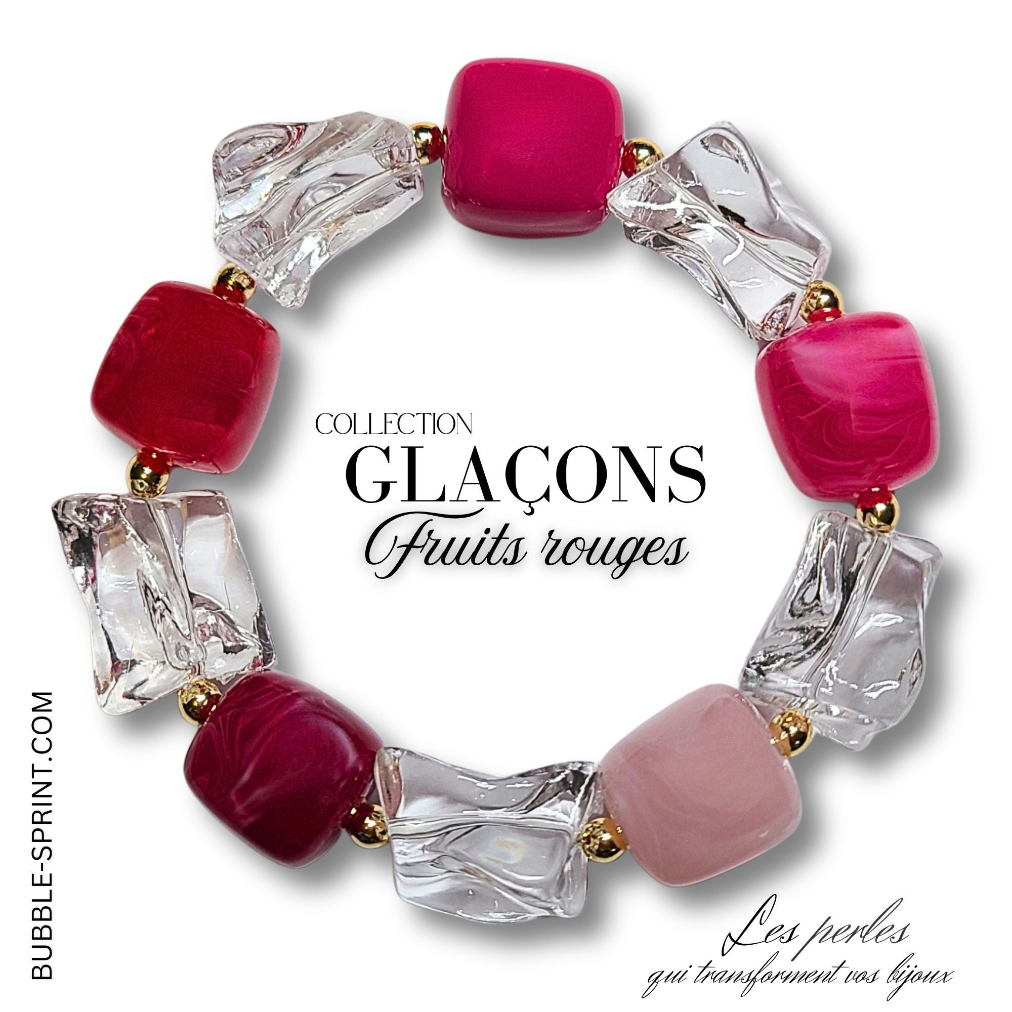 ARTSHOP Glaçons bracelet fruits rouges hématite monté