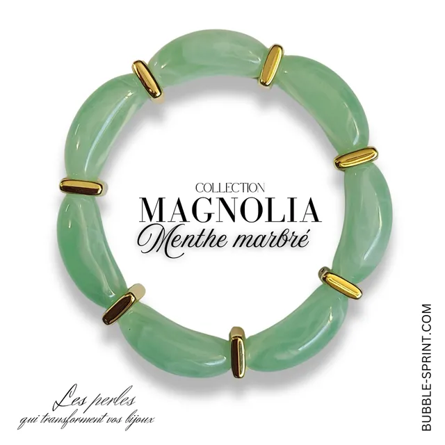ARTSHOP MAGNOLIA Menthe marbré kit bracelet acrylique 5,5cm