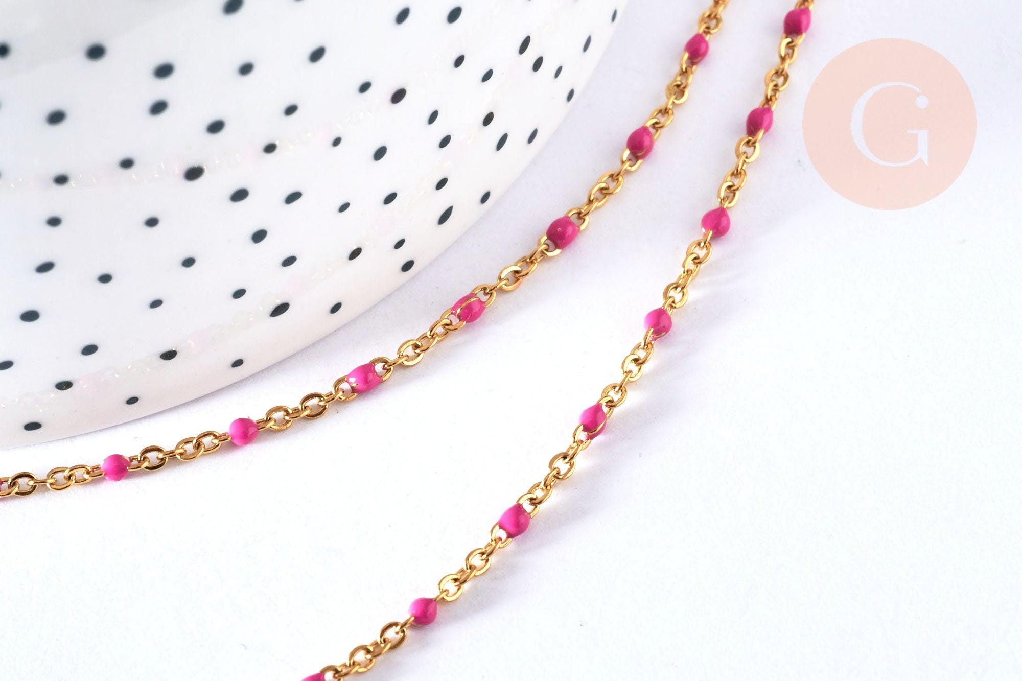 Gingerlily G4210 bracelet chaîne résine rose doré 20,5 cm