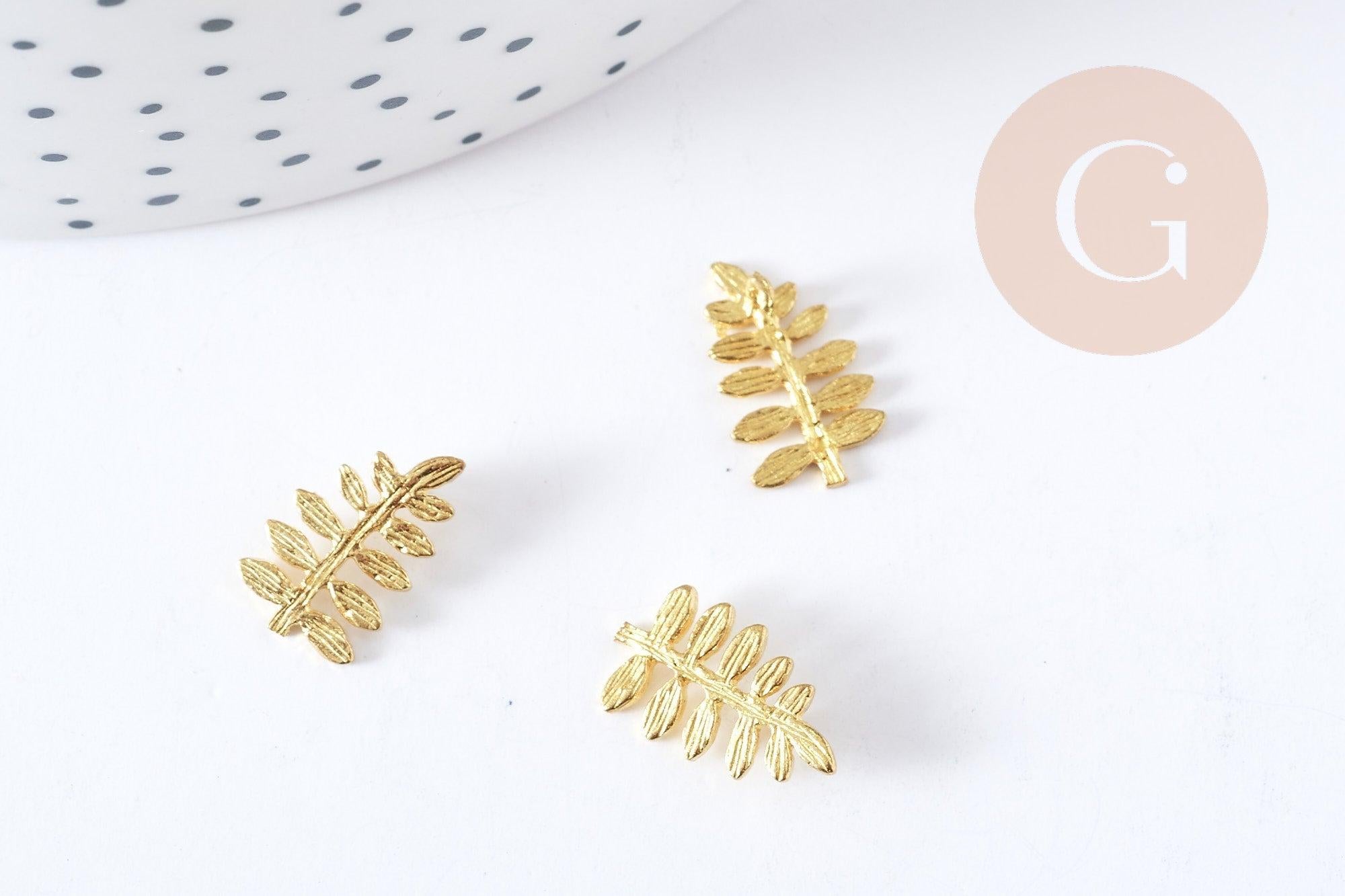 Gingerlily Pendentifs feuille 15mm pendentif laiton brut x1