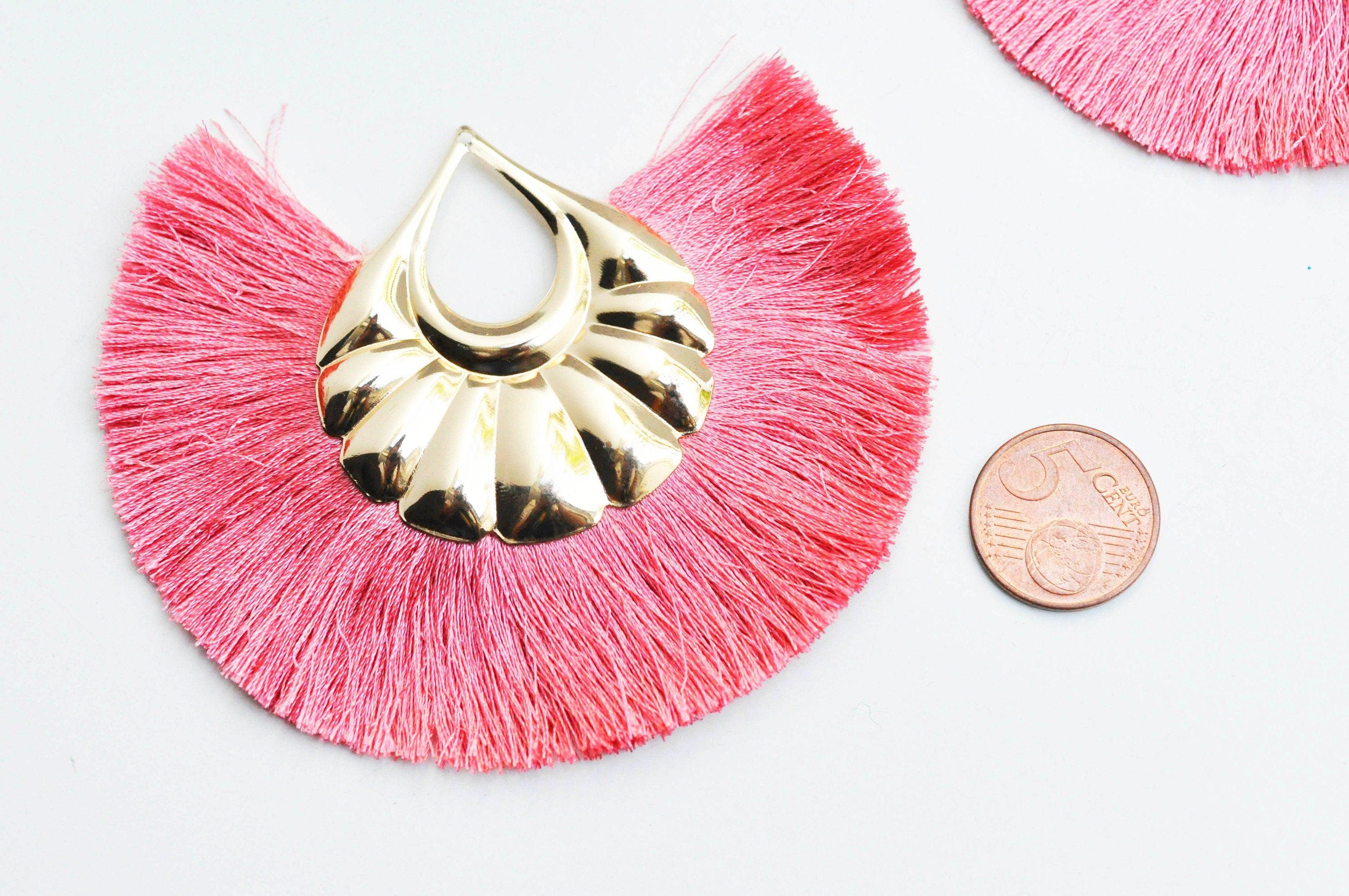 Gingerlily G4536 lot 2 pendentifs pompon rose doré 90mm