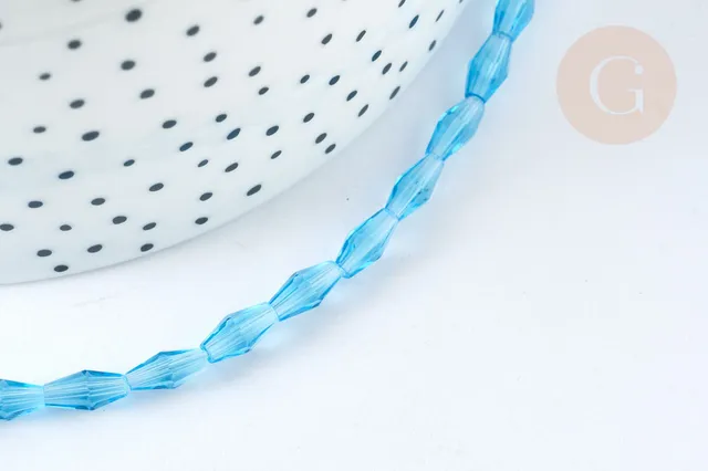 Gingerlily Perles losanges cristal turquoise 8x4mm fil 60cm