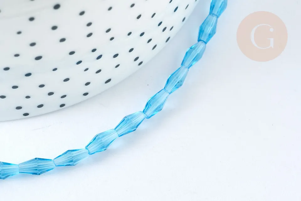 Gingerlily Perles losanges cristal turquoise 8x4mm fil 60cm
