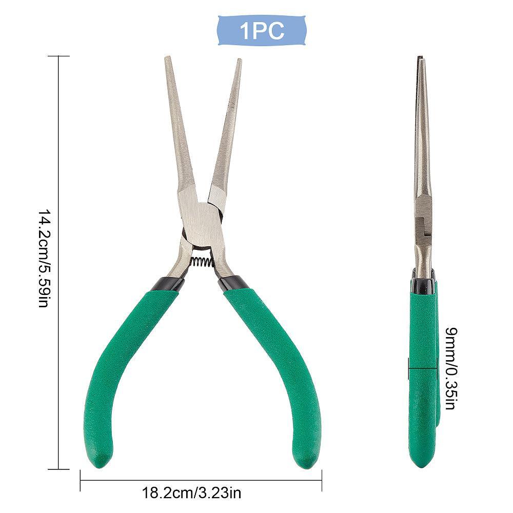 Gingerlily Pince plate long bec G10650 acier vert 14,2cm