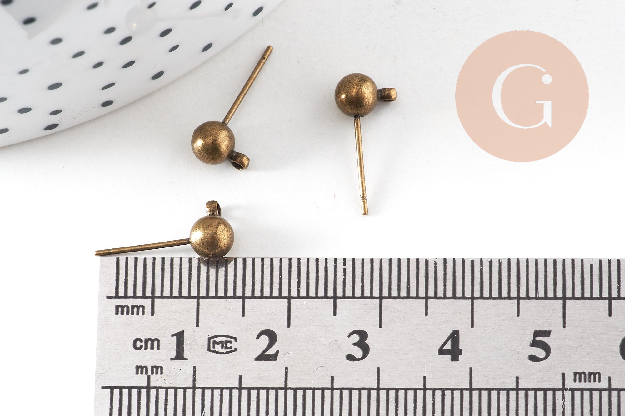 Gingerlily Clous puces boule bronze anneau 5 mm x10