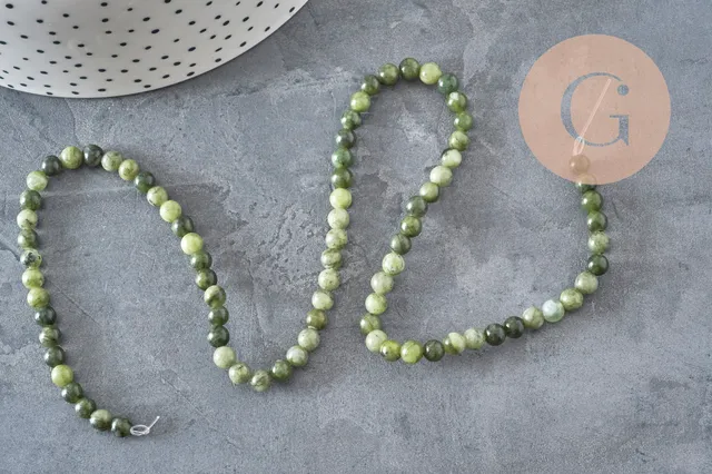 Gingerlily Perles jade vert olive 4mm fil 38cm naturel