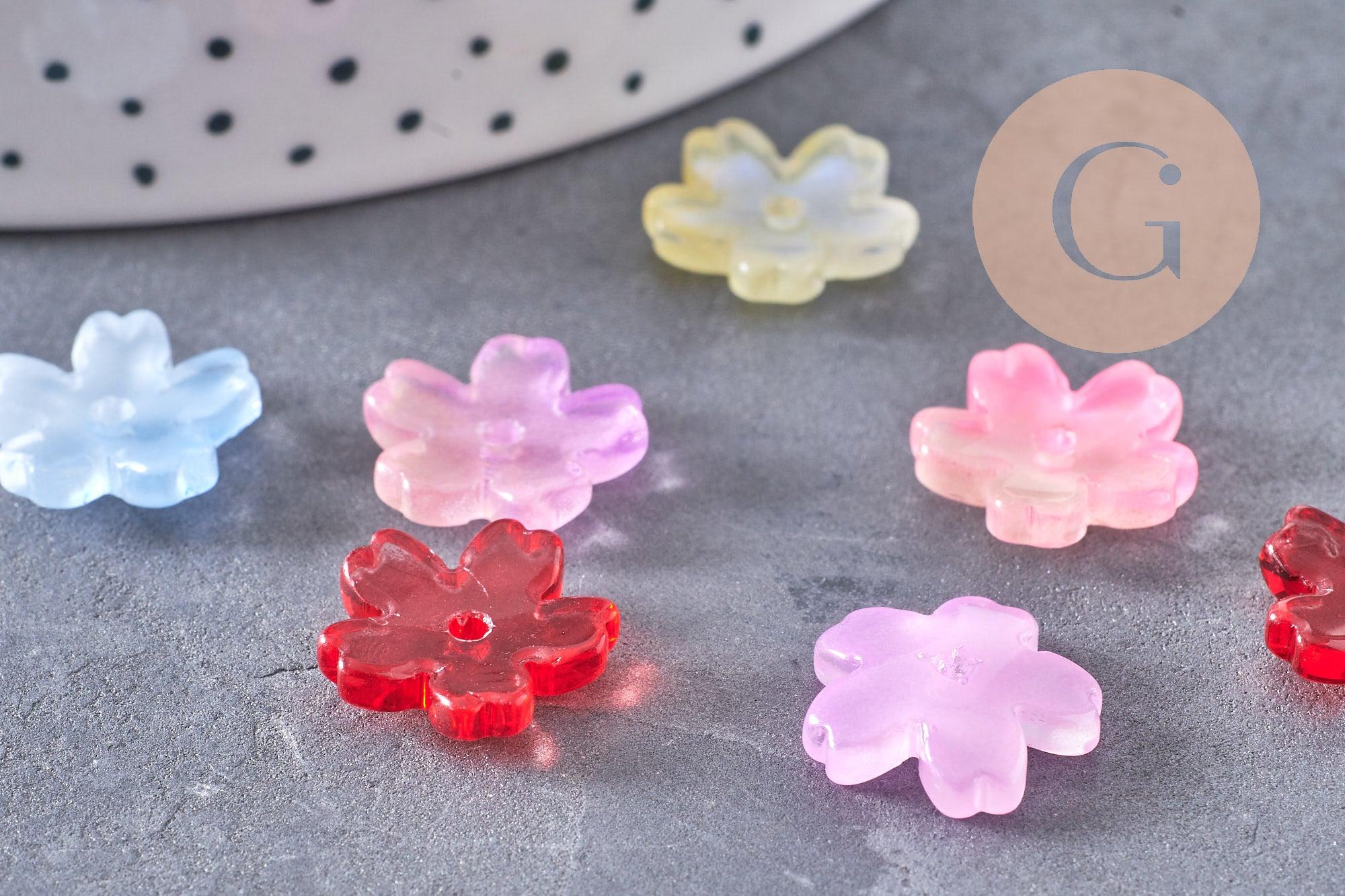 Gingerlily Perles Fleur verre jaune 14,5 mm x10 paillettes