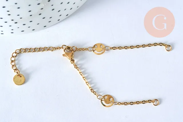 Gingerlily Base bracelet smiley acier doré 14cm x1