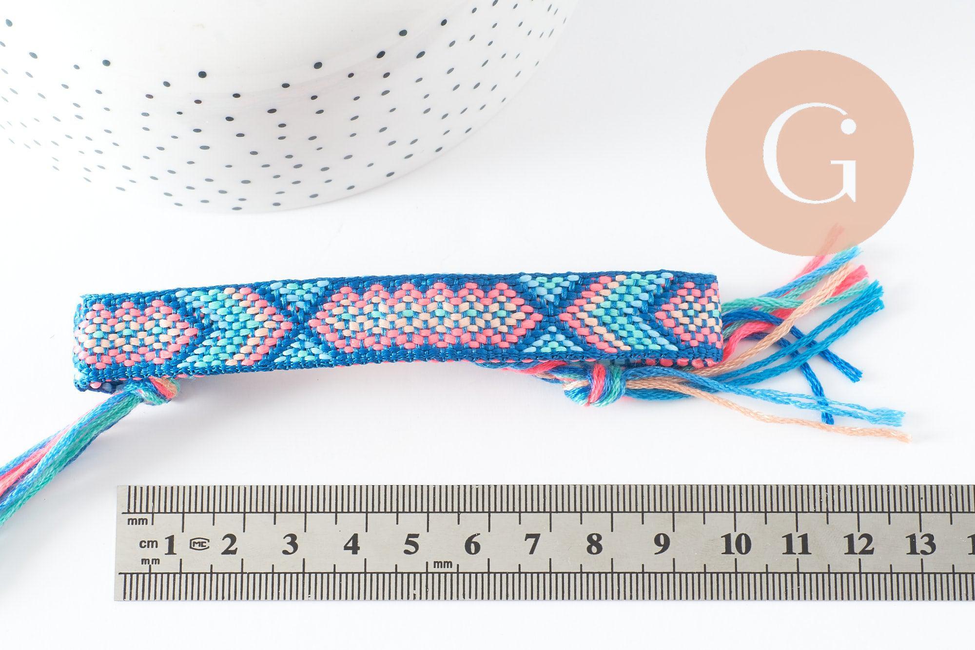 Gingerlily G9561 bracelet brésilien tissé bleu turquoise 15mm