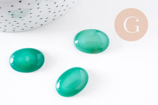 Gingerlily Pierres G10212 cabochon agate vert émeraude 25x18mm