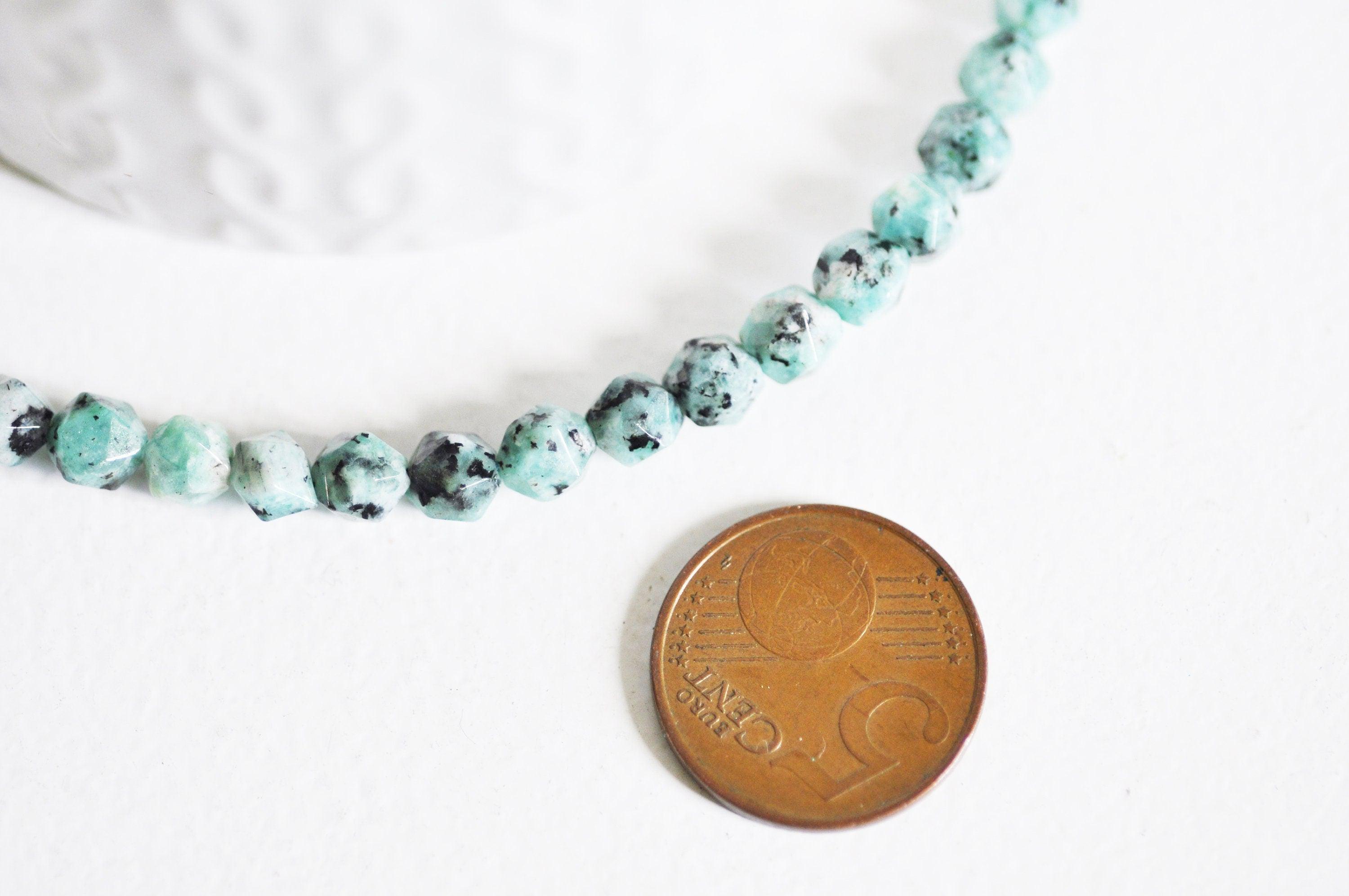 Gingerlily Perles jaspe sésame facettes 6mm fil 60 perles
