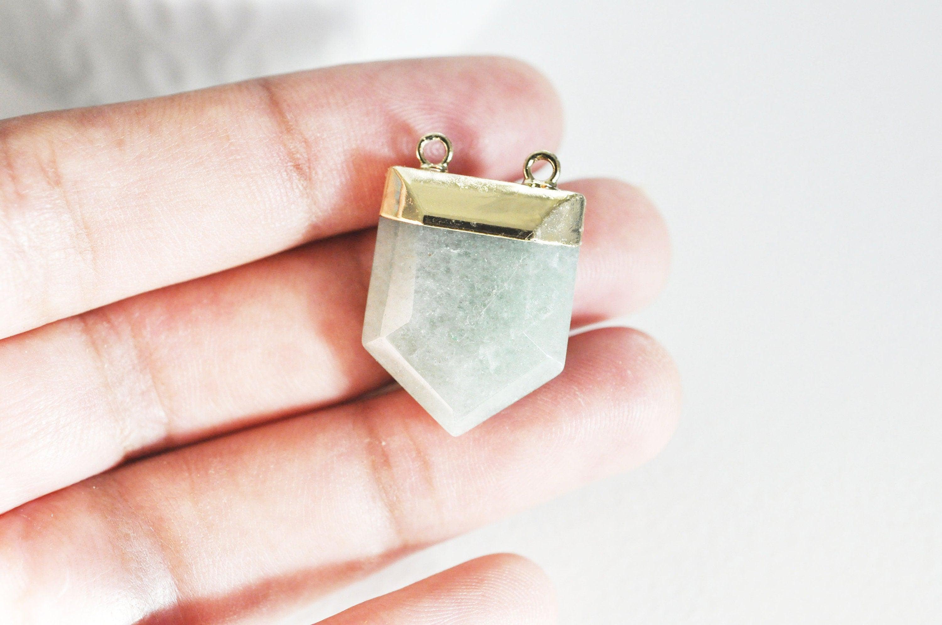 Gingerlily Pendentifs Pendentif aventurine hexagone doré 28mm G2983