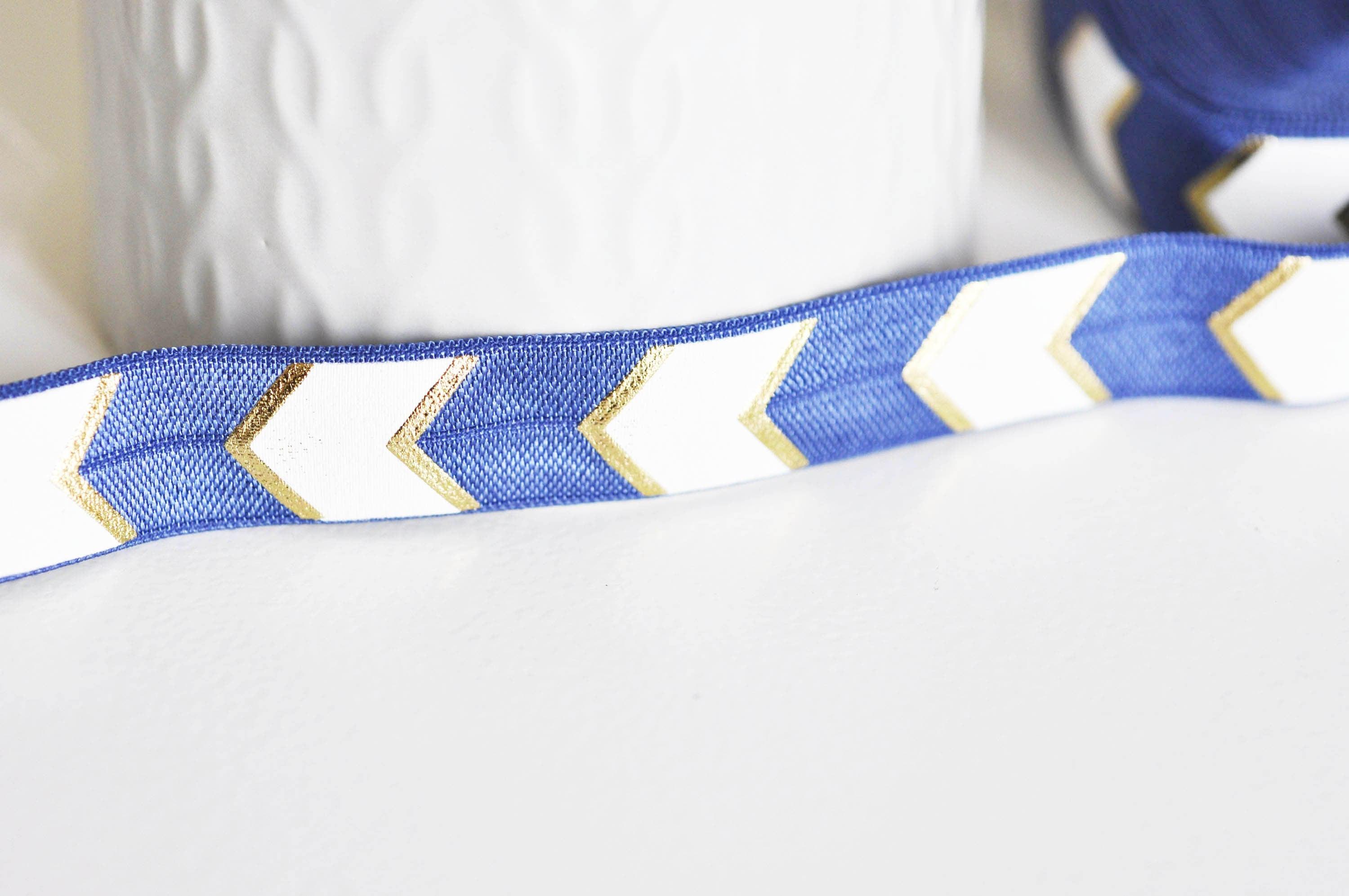 Gingerlily G1572 ruban élastique chevron bleu or 16mm 1m