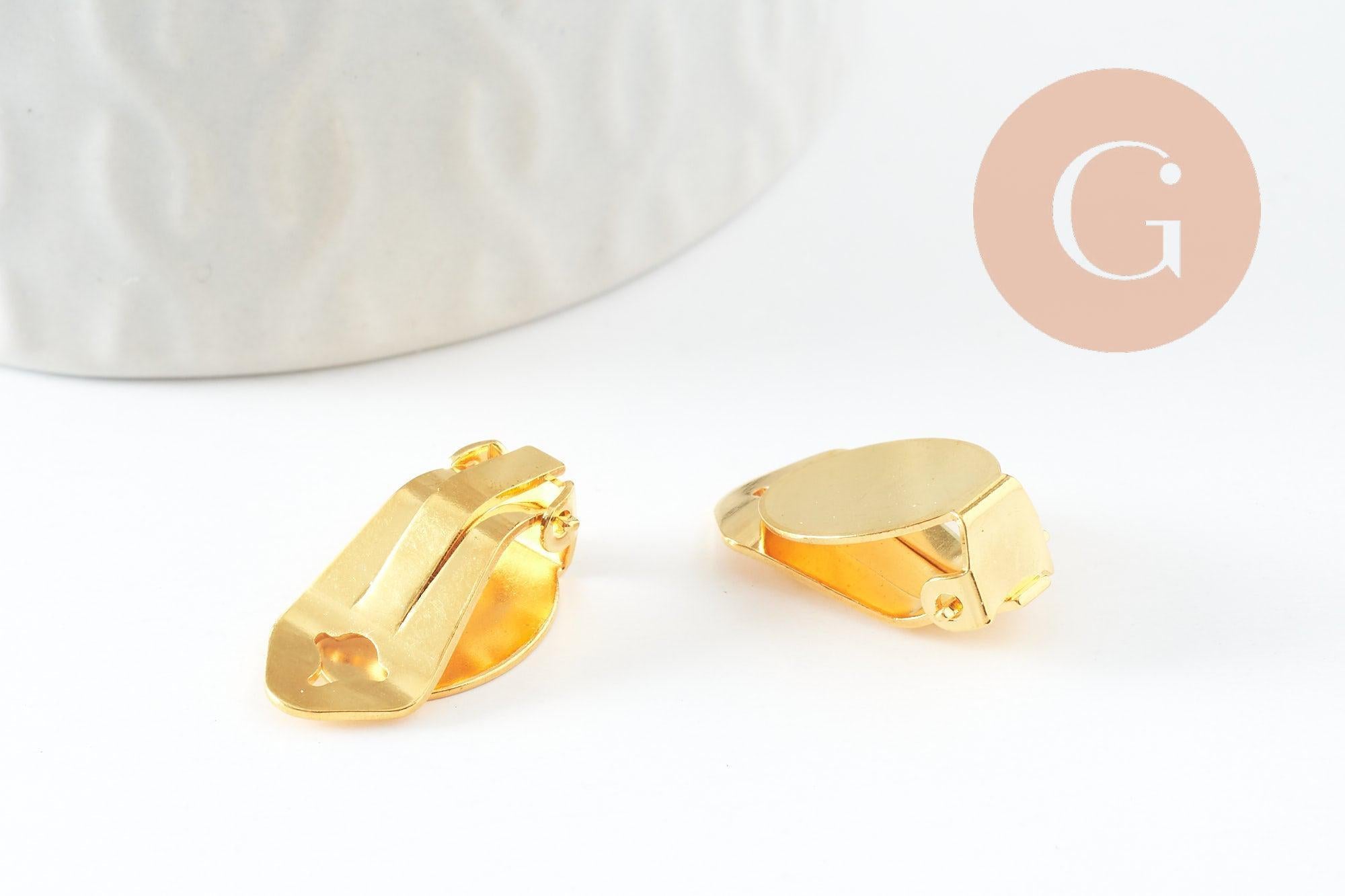 Gingerlily Supports boucles clip G9675 laiton doré non percée x2
