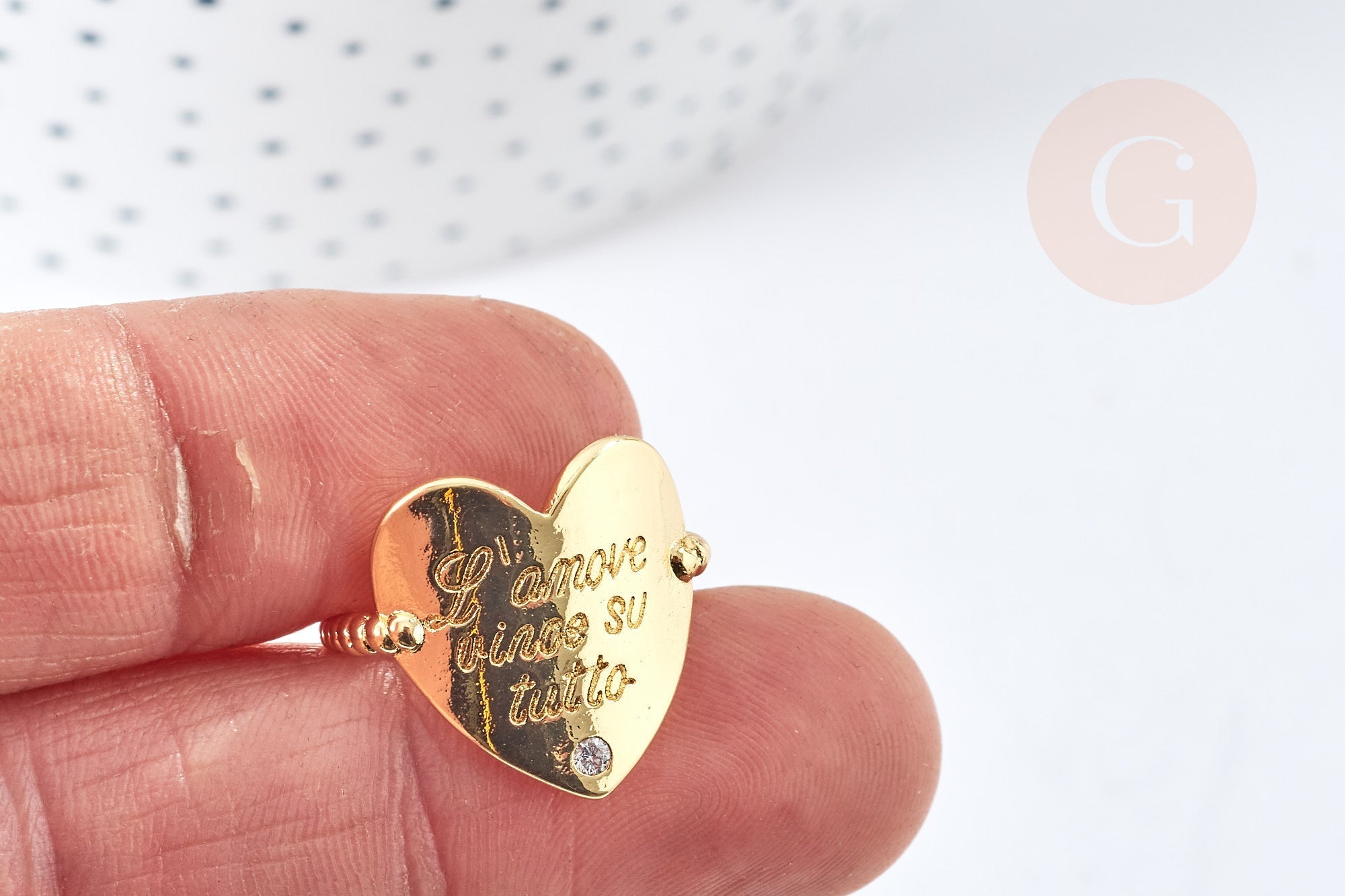 Gingerlily G8443 bague cœur AMORE laiton doré 17,5mm