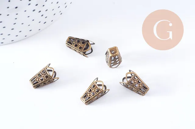 Gingerlily Apprêts cônes collerettes fleur bronze 16mm x20 G10659