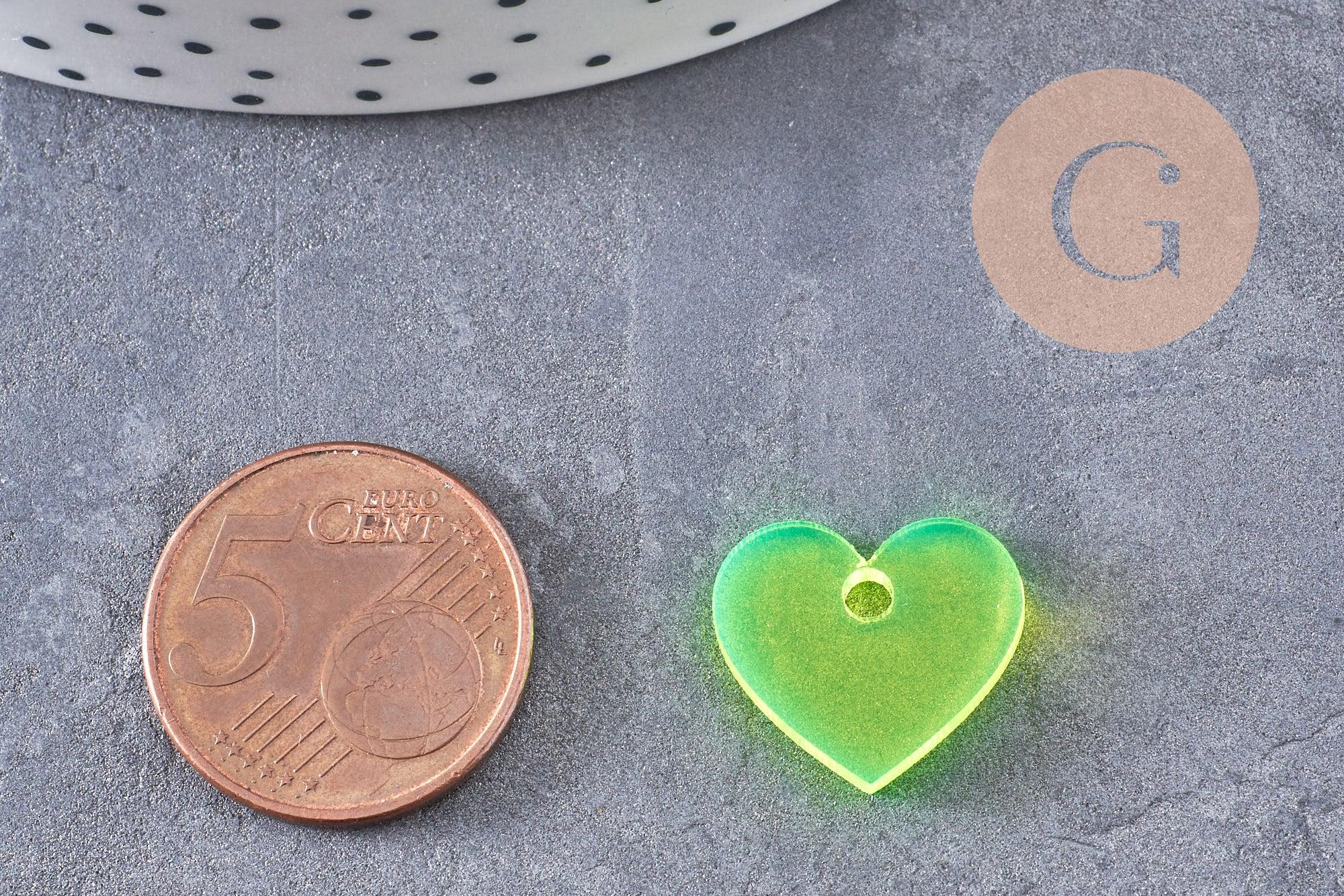 Gingerlily Pendentifs petit coeur pendentif acrylique 15 mm x4