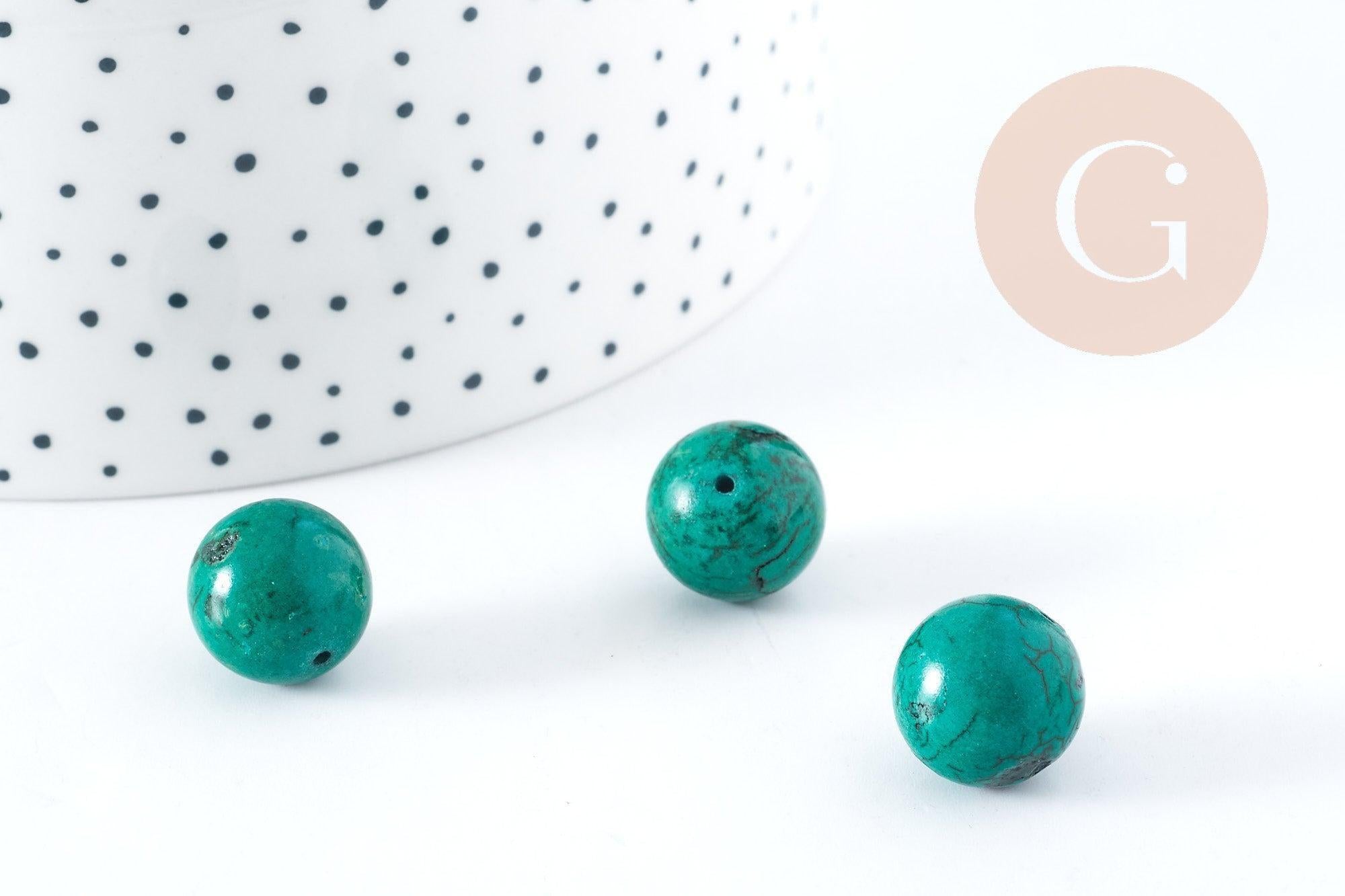 Gingerlily Perles G8286 howlite verte ronde 12mm x5