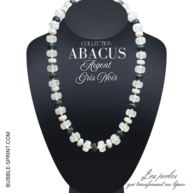 ARTSHOP Abacus collier argent gris noir kit 54 cm