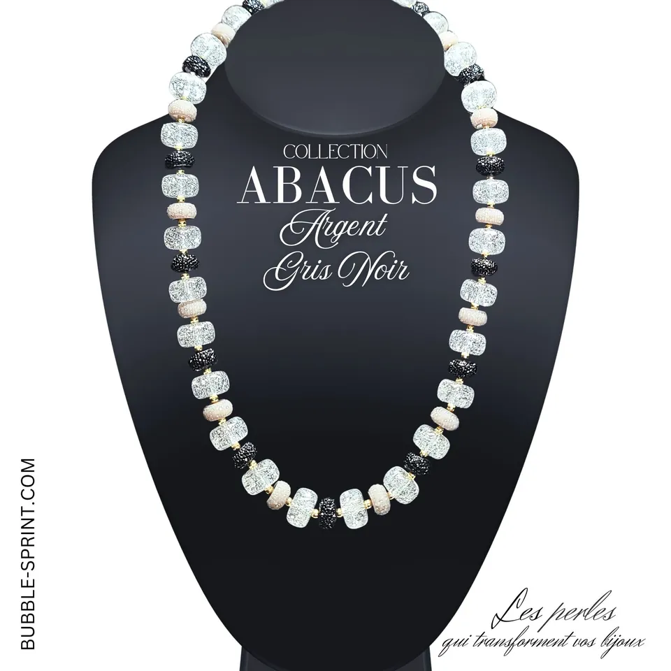 ARTSHOP Abacus collier argent gris noir kit 54 cm