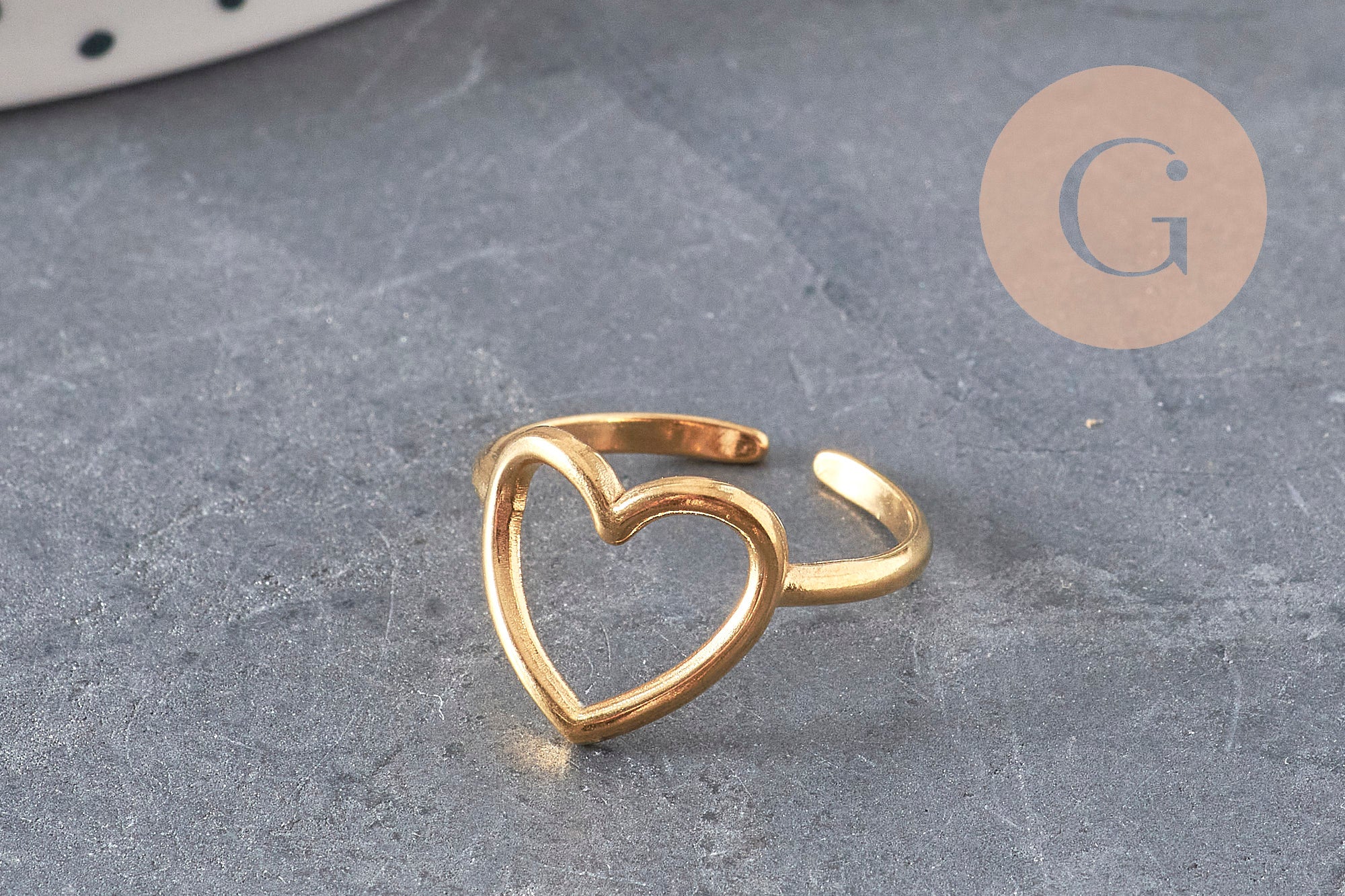 Gingerlily Bague coeur G11294 doré taille 57 support résine