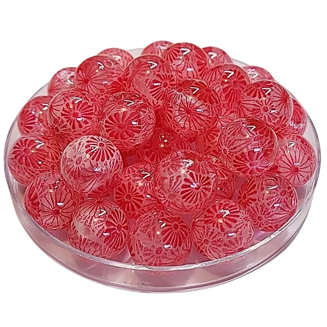 ARTSHOP Boules 331 perle rouge fleurs 16mm x1 boule