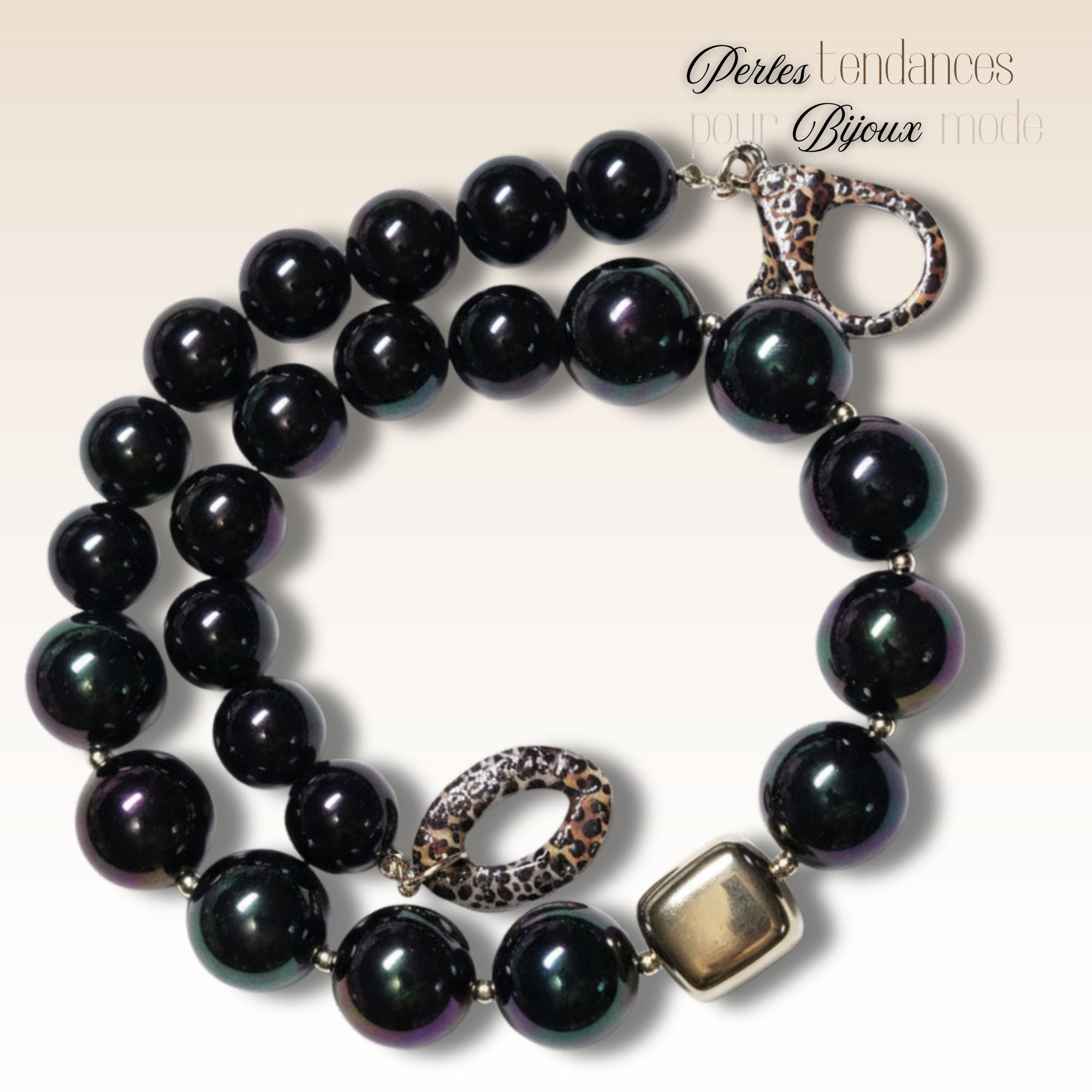 ARTSHOP Boules 20MM Noir Galaxie perle acrylique x1
