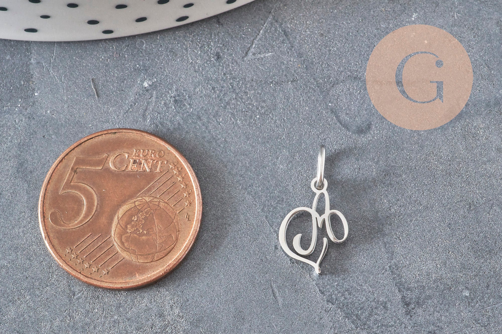 Gingerlily Pendentifs DIY Initiale G11373 breloque platine 12,5mm x1