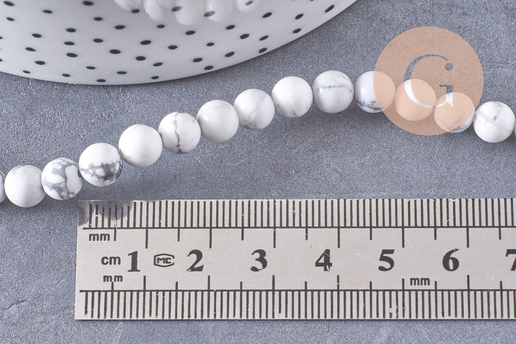 Gingerlily Perles howlite blanche G1297 perles 6mm fil 19cm marbré