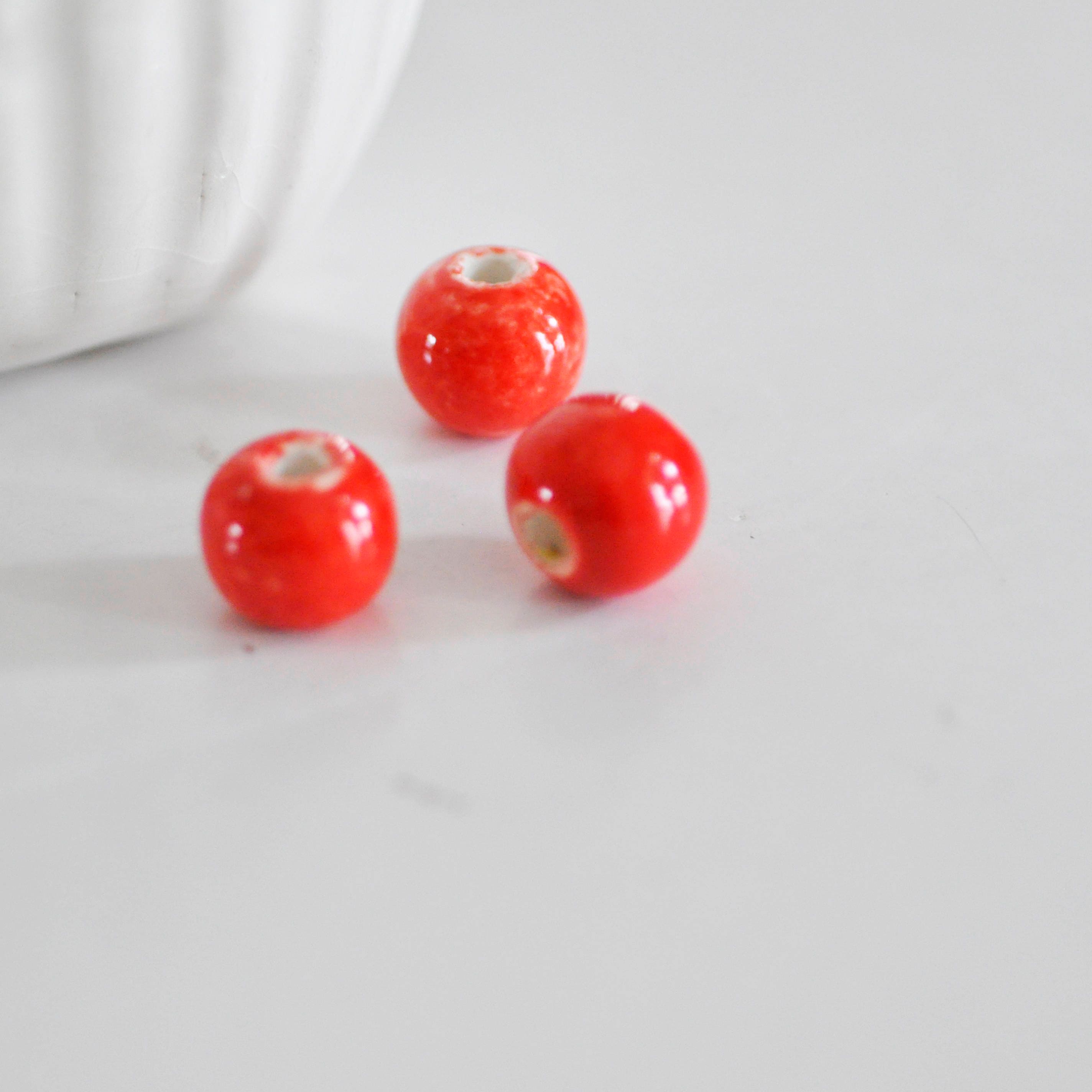 Gingerlily Perles pour bijoux DIY G4902 perle ronde rouge 1,5 cm x5
