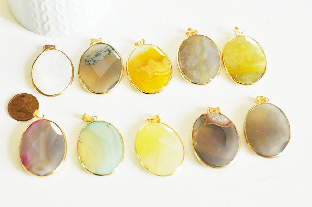 Gingerlily Pendentifs DIY G2043 pendentif agate colorée support doré