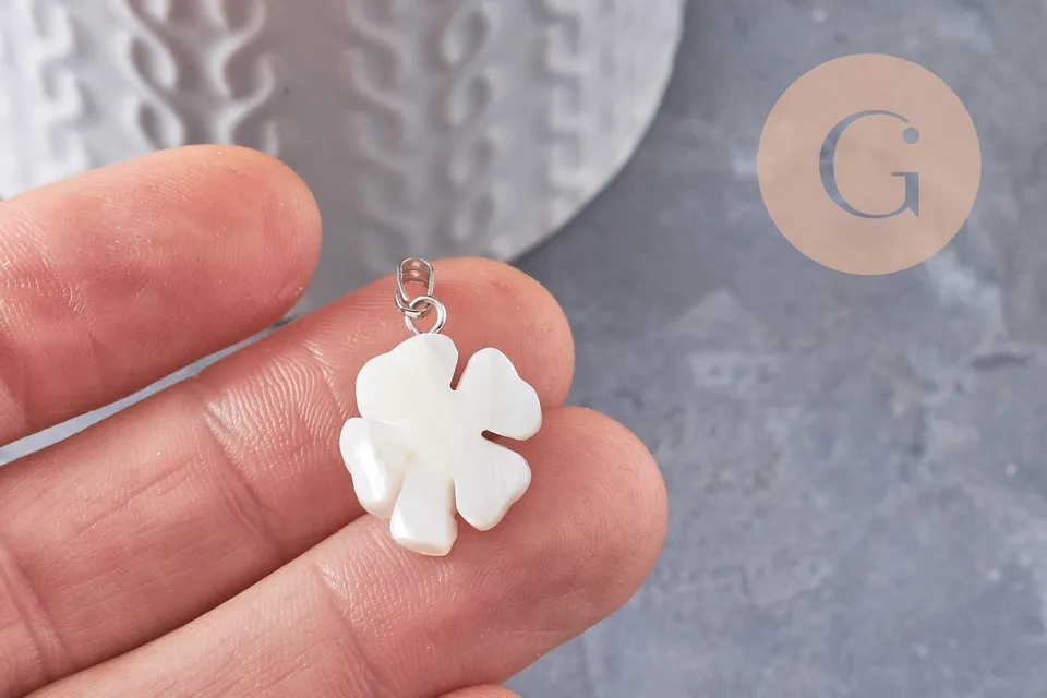 Gingerlily Pendentifs G9920 pendentif trèfle nacre blanc 20mm