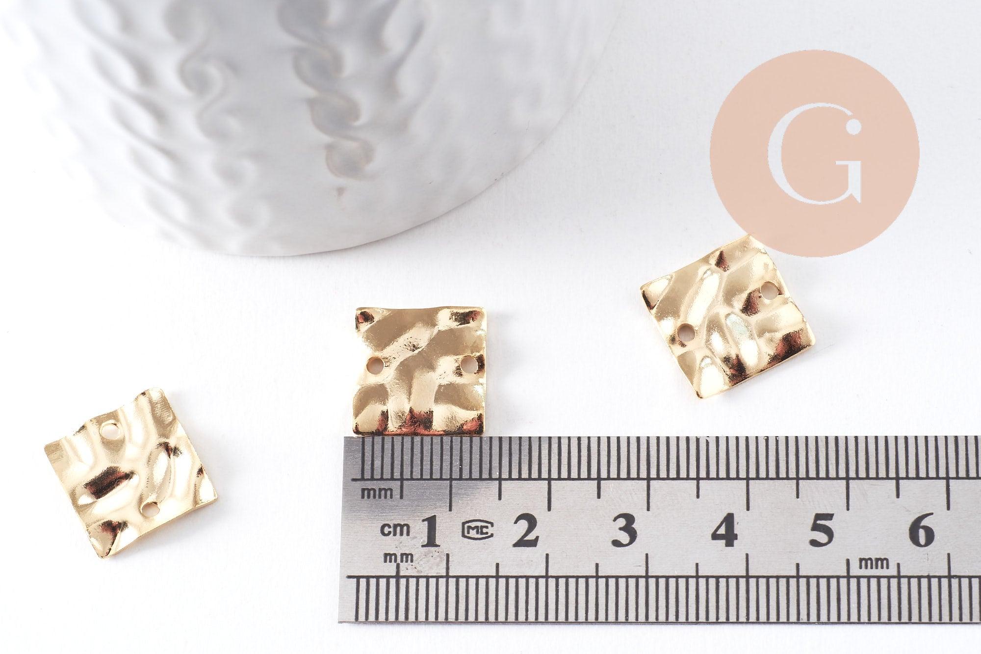 Gingerlily Pendentifs pour bijoux DIY G10378 connecteur carré doré x2