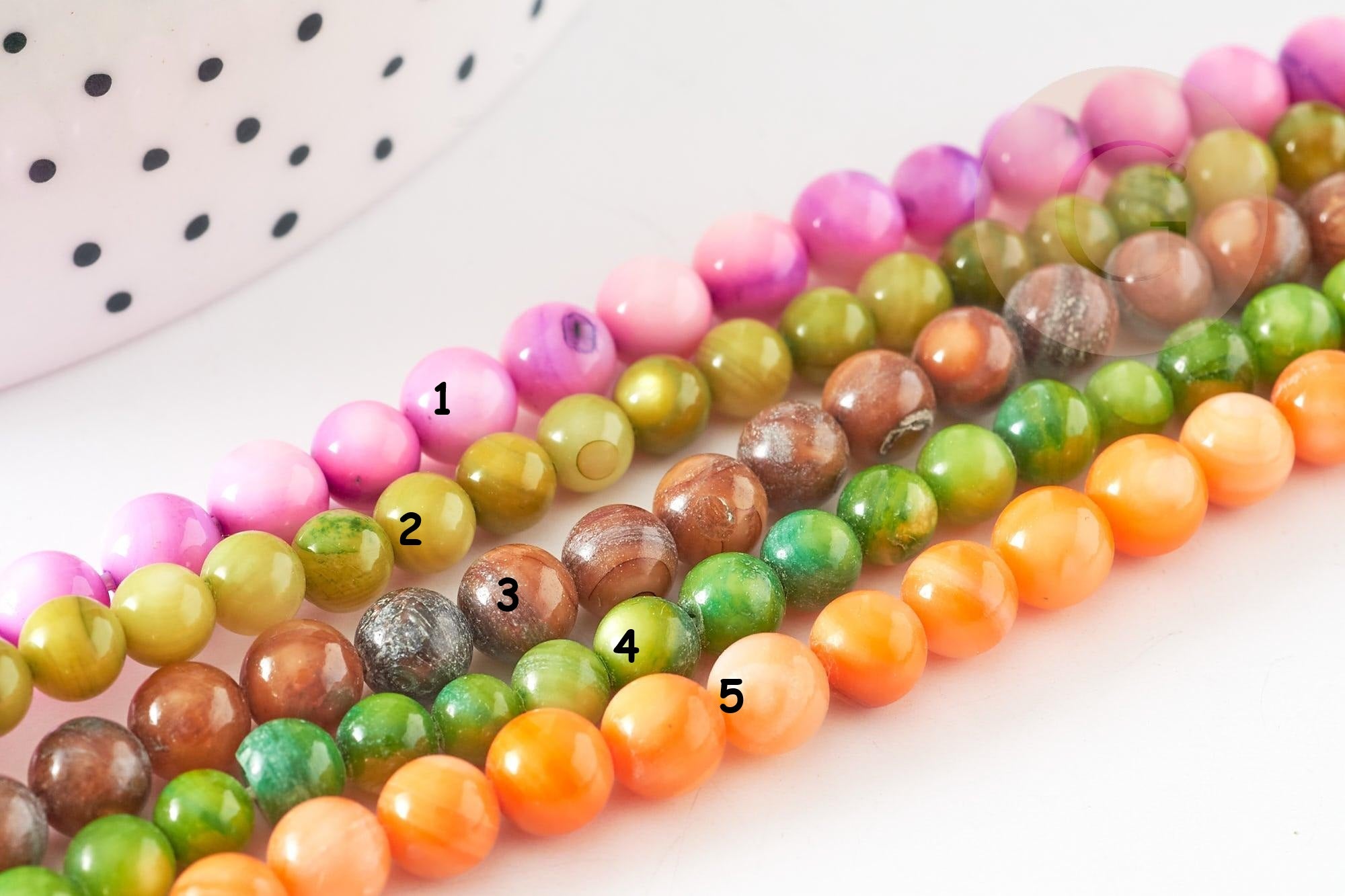 Gingerlily Collier nacre naturelle teintée 42cm perles 6mm style 1